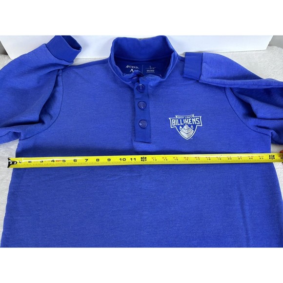 St Louis Billikens SLU Sweatshirt 1/4 Button Blue Long Sleeve Men Large Sweater - Picture 4 of 5